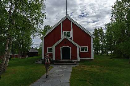 De kerk in het Samendorp Jukkasjarvi