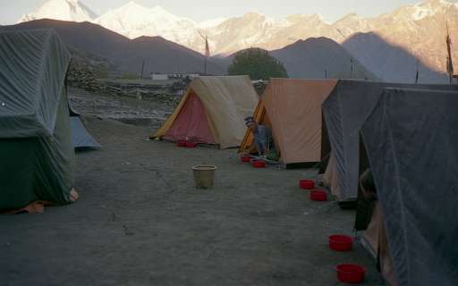 Kampeerplaats in Muktinath op 3802 m