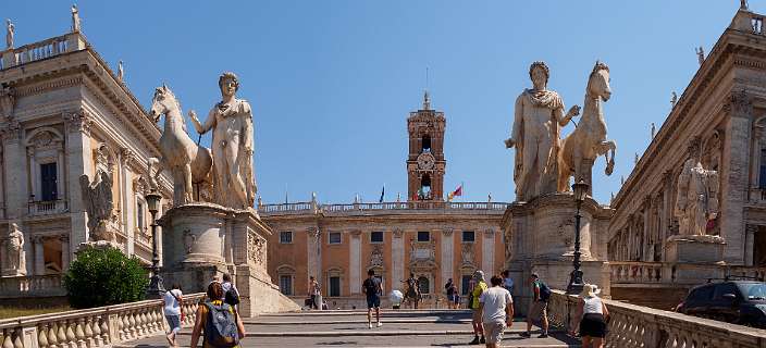 Rome<br>Castor en Pollux, de beschermers van de stad Rome op de trap naar het Capitool