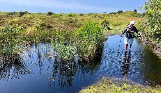 Het pad was door de regen onderwater gelopen